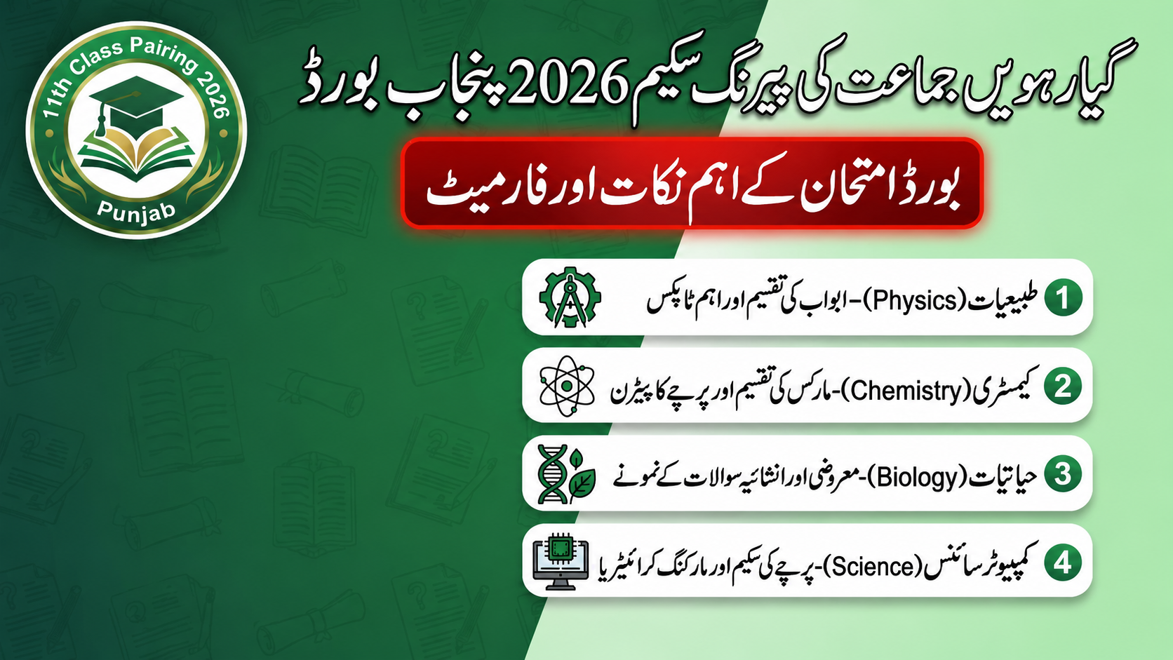 11th Class Pairing Scheme 2026 – All Boards 1st Year Subject-Wise Scheme