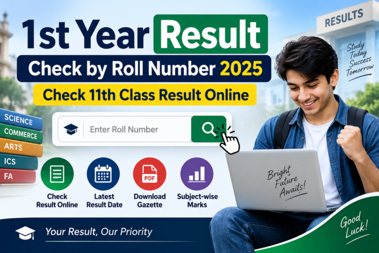 1st Year Result Check by Roll Number 2025 – Check 11th Class Result Online